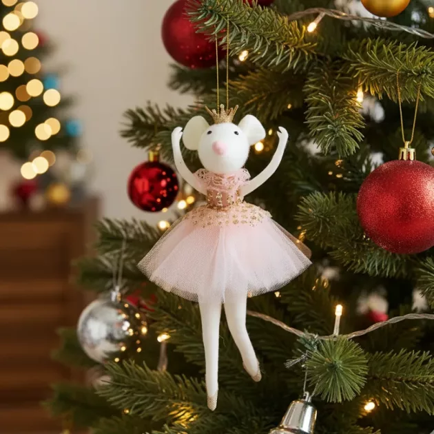 mouse ballerina, mouse ballerina ornament, christmas ornament, christmas tree hanging decoration, cute christmas ornaments