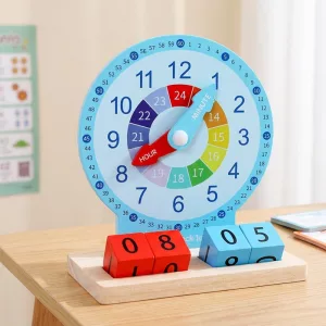 Interaktiivinen Montessori-kello opetuslelu ajan opetteluun